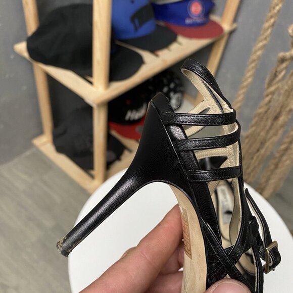 Jimmy Choo Open Toe Ankle Heels Womens Black - Picture 5 of 16